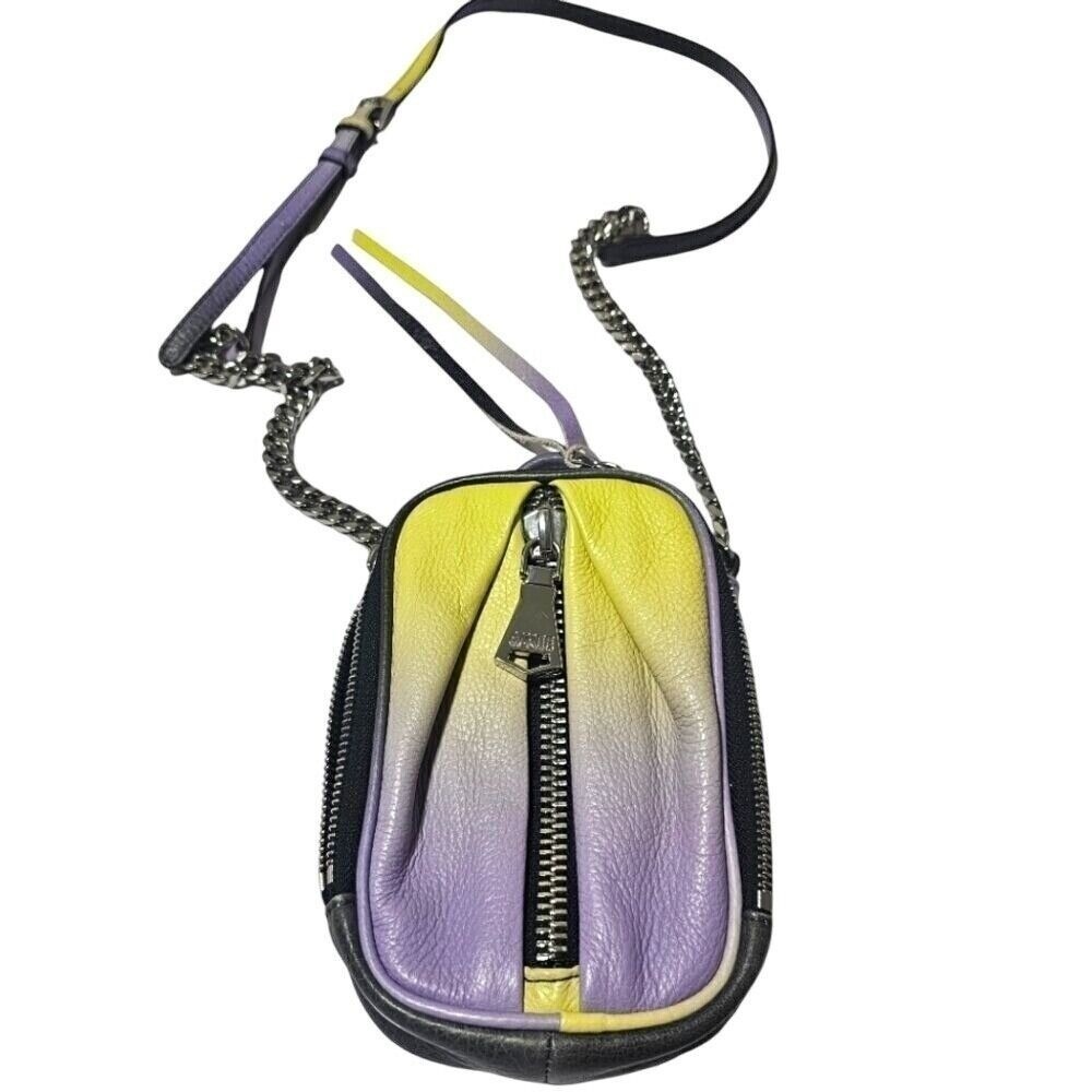 Aimee Kestenberg Leather Phone Crossbody Bag Ombre Yellow Purple Black RFID